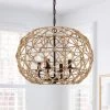 Trellis 20 in. 4-Light Rustic Natural Jute Rope Woven Globe Pendant Light with Black Canopy by TRUE FINE -Dale Tiffany Store coffee brown true fine chandeliers td10026c 64 1000