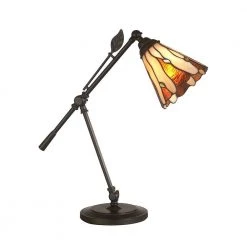 18.5 in. Dark Antique Bronze Amantha Art Glass Leaf Desk Lamp by Dale Tiffany