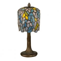 13 in. Dark Antique Bronze Wisteria Art Glass Mini Lamp by Dale Tiffany