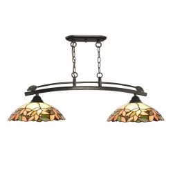 Argento 1 -Light 50 in. Dark Bronze Island Fixture Pendant with Hand Rolled Art Glass Shade by Dale Tiffany