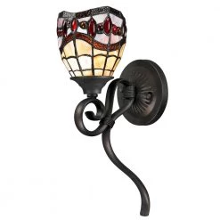 Fall River 1-Light Dark Bronze Tiffany Art Glass Wall Sconce by Dale Tiffany