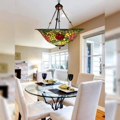 Rose Bush Inverted 3-Light Dark Brown Shaded Pendant Light by Dale Tiffany -Dale Tiffany Store dark brown dale tiffany chandeliers th21074 fa 1000