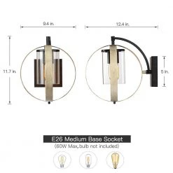 1-Light Distressed Black and Wood Tone Globe Cage Hardwired Outdoor Wall Lantern Sconce with Clear Glass Cylinder by TRUE FINE -Dale Tiffany Store distressed black and wood tone true fine outdoor sconces td40003ot 40 1000