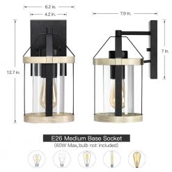 1-Light Distressed Black and Wood Tone Hardwired Outdoor Wall Lantern Sconce with Clear Glass Cylinder by TRUE FINE -Dale Tiffany Store distressed black and wood tone true fine outdoor sconces td41009ot c3 1000