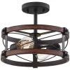 Richwood 15 in. 2-Light Black and Vintage Wood Rustic Semi-Flush Mount Ceiling Light by TRUE FINE -Dale Tiffany Store distressed black true fine flush mount lights td10035fl 64 1000