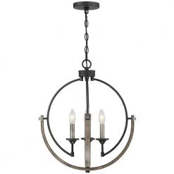 Sullivan 18 in. 4-Light Distressed Black/Wood Tone Farmhouse Candlestick Globe Pendant by TRUE FINE -Dale Tiffany Store distressed black wood tone true fine chandeliers td10012c 44 1000