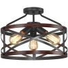 Richwood 15 in. 3-Light Distressed Black/Wood Tone Rustic Semi-Flush Mount Ceiling Light by TRUE FINE 2 Richwood 15 in. 3-Light Distressed Black/Wood Tone Rustic Semi-Flush Mount Ceiling Light by TRUE FINE -Dale Tiffany Store distressed black wood tone true fine flush mount lights td41005fl 64 1000