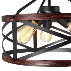 Richwood 15 in. 3-Light Distressed Black/Wood Tone Rustic Semi-Flush Mount Ceiling Light by TRUE FINE -Dale Tiffany Store distressed black wood tone true fine flush mount lights td41005fl 76 1000