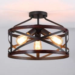 Richwood 15 in. 3-Light Distressed Black/Wood Tone Rustic Semi-Flush Mount Ceiling Light by TRUE FINE -Dale Tiffany Store distressed black wood tone true fine flush mount lights td41005fl c3 1000