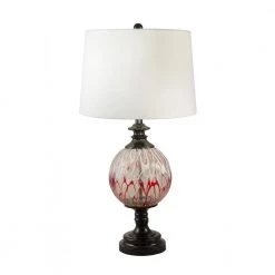 30.5 in. Ebony Black Table Lamp with Fabric by Dale Tiffany