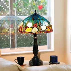 Coral 24 .5 in. Fieldstone Table Lamp with Hand Rolled Art Glass (Tiffany) Shade by Dale Tiffany -Dale Tiffany Store fieldstone dale tiffany table lamps tt19052 31 1000