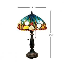 Coral 24 .5 in. Fieldstone Table Lamp with Hand Rolled Art Glass (Tiffany) Shade by Dale Tiffany -Dale Tiffany Store fieldstone dale tiffany table lamps tt19052 44 1000