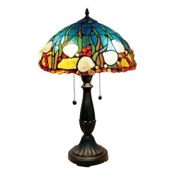 Coral 24 .5 in. Fieldstone Table Lamp with Hand Rolled Art Glass (Tiffany) Shade by Dale Tiffany