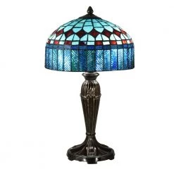 Indie Diamond 24.5 in. Fieldstone Table Lamp with Hand Rolled Art Glass Shade by Dale Tiffany