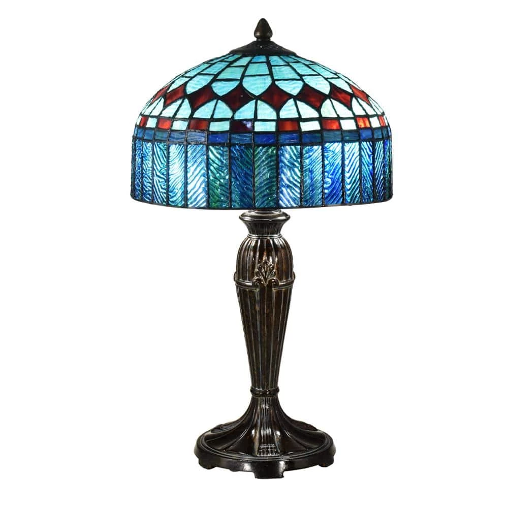 Indie Diamond 24.5 in. Fieldstone Table Lamp with Hand Rolled Art Glass Shade by Dale Tiffany 3 Indie Diamond 24.5 in. Fieldstone Table Lamp with Hand Rolled Art Glass Shade by Dale Tiffany