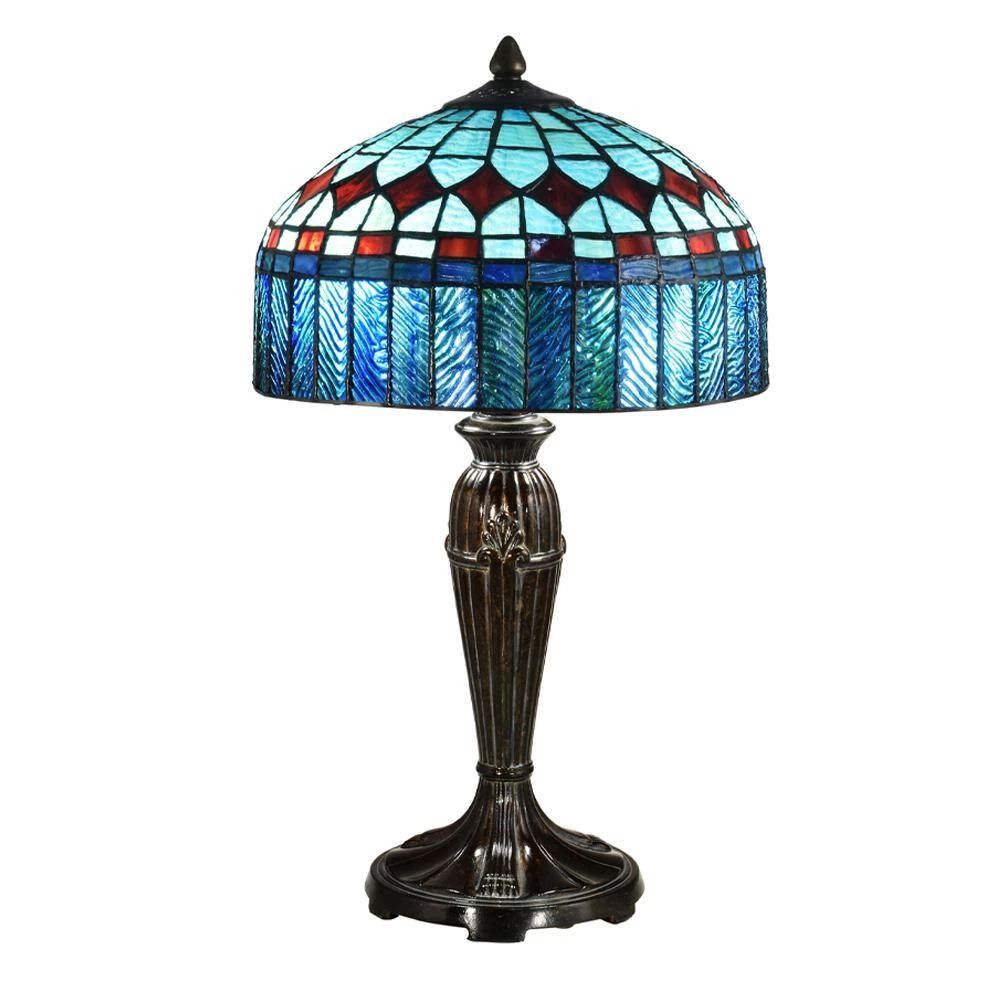 Indie Diamond 24.5 in. Fieldstone Table Lamp with Hand Rolled Art Glass Shade by Dale Tiffany 4 Indie Diamond 24.5 in. Fieldstone Table Lamp with Hand Rolled Art Glass Shade by Dale Tiffany - Image 2