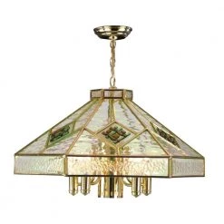Clear 6-Light Gold Hexagon Hanging Fixture by Dale Tiffany