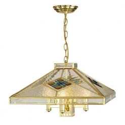 5-Light Gold Pendant with Clear Fused Glass Shade by Dale Tiffany