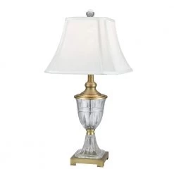 26.5 in. Golden Antique Brass Table Lamp with Fabric by Dale Tiffany