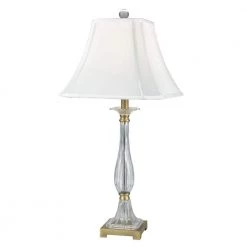 30.5 in. Golden Antique Brass Table Lamp with Fabric by Dale Tiffany