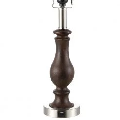 22.8 in. Mahogany and Brushed Nickel Table Lamp with USB Port and White Linen Shade (Set of 2) by TRUE FINE -Dale Tiffany Store mahogany and brushed nickel true fine table lamps td30007t 2pk 1f 1000