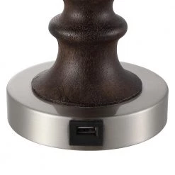 22.8 in. Mahogany and Brushed Nickel Table Lamp with USB Port and White Linen Shade (Set of 2) by TRUE FINE -Dale Tiffany Store mahogany and brushed nickel true fine table lamps td30007t 2pk 4f 1000