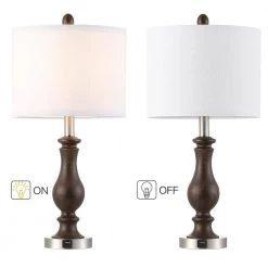 22.8 in. Mahogany and Brushed Nickel Table Lamp with USB Port and White Linen Shade (Set of 2) by TRUE FINE -Dale Tiffany Store mahogany and brushed nickel true fine table lamps td30007t 2pk c3 1000