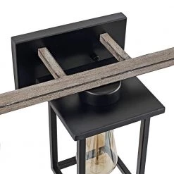 24.4 in. 3-Light Matt Black/Wood Tone Rustic Farmhouse Bathroom Vanity Light with Open Cage Shades by TRUE FINE -Dale Tiffany Store matt black wood tone true fine vanity lighting td20008w 4f 1000