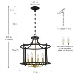 Copper 18 in. 4-Light Black/Brass Caged Farmhouse Candlestick Chandelier by TRUE FINE -Dale Tiffany Store matte black brass true fine chandeliers td40018c 1d 1000