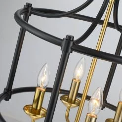 Copper 18 in. 4-Light Black/Brass Caged Farmhouse Candlestick Chandelier by TRUE FINE -Dale Tiffany Store matte black brass true fine chandeliers td40018c 1f 1000