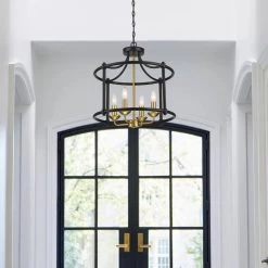 Copper 18 in. 4-Light Black/Brass Caged Farmhouse Candlestick Chandelier by TRUE FINE -Dale Tiffany Store matte black brass true fine chandeliers td40018c 40 1000