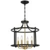 Copper 18 in. 4-Light Black/Brass Caged Farmhouse Candlestick Chandelier by TRUE FINE