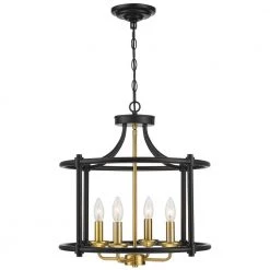 Copper 18 in. 4-Light Black/Brass Caged Farmhouse Candlestick Chandelier by TRUE FINE -Dale Tiffany Store matte black brass true fine chandeliers td40018c 66 1000