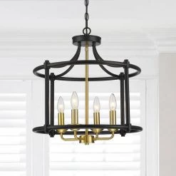 Copper 18 in. 4-Light Black/Brass Caged Farmhouse Candlestick Chandelier by TRUE FINE -Dale Tiffany Store matte black brass true fine chandeliers td40018c 77 1000