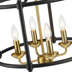 Copper 18 in. 4-Light Black/Brass Caged Farmhouse Candlestick Chandelier by TRUE FINE -Dale Tiffany Store matte black brass true fine chandeliers td40018c c3 1000