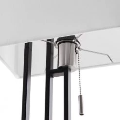 21 in. Matte Black/Brushed Nickel USB Table Lamp with White Linen Shade, 9.5-Watt LED Bulb Included by TRUE FINE -Dale Tiffany Store matte black brushed nickel true fine table lamps 9026t 66 1000