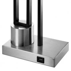 21 in. Matte Black/Brushed Nickel USB Table Lamp with White Linen Shade, 9.5-Watt LED Bulb Included by TRUE FINE -Dale Tiffany Store matte black brushed nickel true fine table lamps 9026t c3 1000