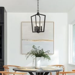 Perch 14 in. 4-Light Black Candlestick Pendant Chandelier Caged Farmhouse by TRUE FINE -Dale Tiffany Store matte black true fine chandeliers td40017c 40 1000