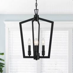 Perch 14 in. 4-Light Black Candlestick Pendant Chandelier Caged Farmhouse by TRUE FINE -Dale Tiffany Store matte black true fine chandeliers td40017c 77 1000