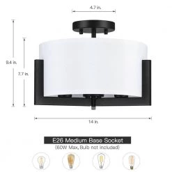 14 in. 3-Light Matte Black Semi-Flush Mount Ceiling Light with Drum Shade by TRUE FINE -Dale Tiffany Store matte black true fine flush mount lights td20014fl 40 1000