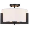 14 in. 3-Light Matte Black Semi-Flush Mount Ceiling Light with Drum Shade by TRUE FINE -Dale Tiffany Store matte black true fine flush mount lights td20014fl 64 1000
