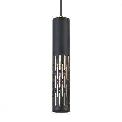 1-Light Matte Black Modern Island Mini Pendant Light with Tubular Metal Shade and LED Bulb Included by TRUE FINE -Dale Tiffany Store matte black true fine pendant lights td41019p 1f 1000