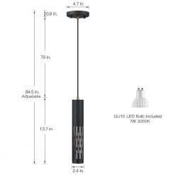 1-Light Matte Black Modern Island Mini Pendant Light with Tubular Metal Shade and LED Bulb Included by TRUE FINE -Dale Tiffany Store matte black true fine pendant lights td41019p 40 1000