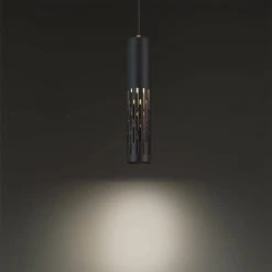 1-Light Matte Black Modern Island Mini Pendant Light with Tubular Metal Shade and LED Bulb Included by TRUE FINE -Dale Tiffany Store matte black true fine pendant lights td41019p 4f 1000