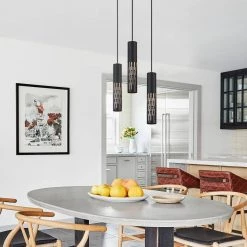 1-Light Matte Black Modern Island Mini Pendant Light with Tubular Metal Shade and LED Bulb Included by TRUE FINE -Dale Tiffany Store matte black true fine pendant lights td41019p 66 1000