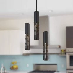 1-Light Matte Black Modern Island Mini Pendant Light with Tubular Metal Shade and LED Bulb Included by TRUE FINE -Dale Tiffany Store matte black true fine pendant lights td41019p 76 1000