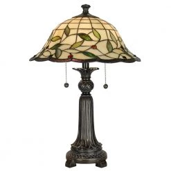 23 in. Mica Bronze Donavan Table Lamp with Tiffany Art Glass Shade by Dale Tiffany