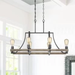 6-Light 33 in. Natural Iron and Distressed Faux Wood Industrial Famhouse Island Chandelier by TRUE FINE -Dale Tiffany Store natural iron and distressed faux wood true fine chandeliers td80006c 66 1000