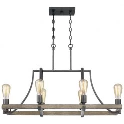 6-Light 33 in. Natural Iron and Distressed Faux Wood Industrial Famhouse Island Chandelier by TRUE FINE -Dale Tiffany Store natural iron and distressed faux wood true fine chandeliers td80006c c3 1000