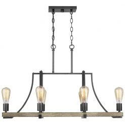 6-Light 33 in. Natural Iron and Distressed Faux Wood Industrial Famhouse Island Chandelier by TRUE FINE -Dale Tiffany Store natural iron and distressed faux wood true fine chandeliers td80006c fa 1000